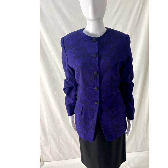 Pendleton Purple & Black Virgin Wool Floral Blazar Size 14 - Picture 9 of 9